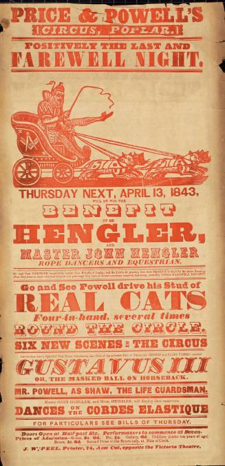 Playbill for Price & Powell's Circus. April 13, 1843
