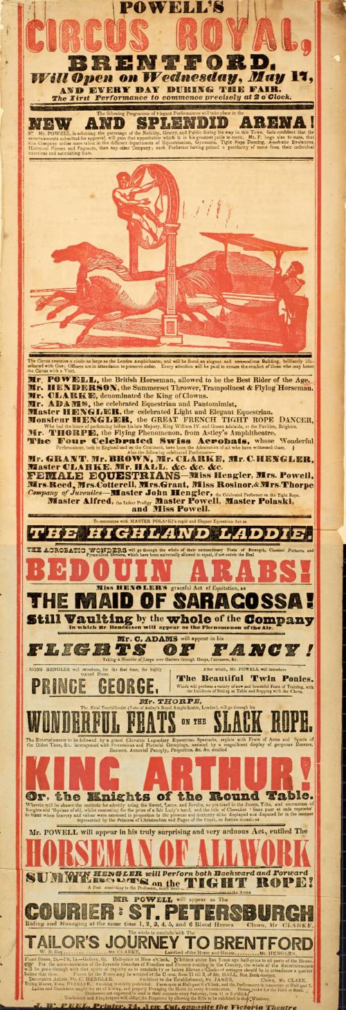 Playbill for Powell's Circus Royal. May 17, 1843