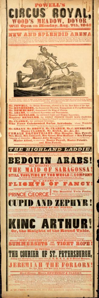 Playbill for Powell's Circus Royal. August 7, 1843