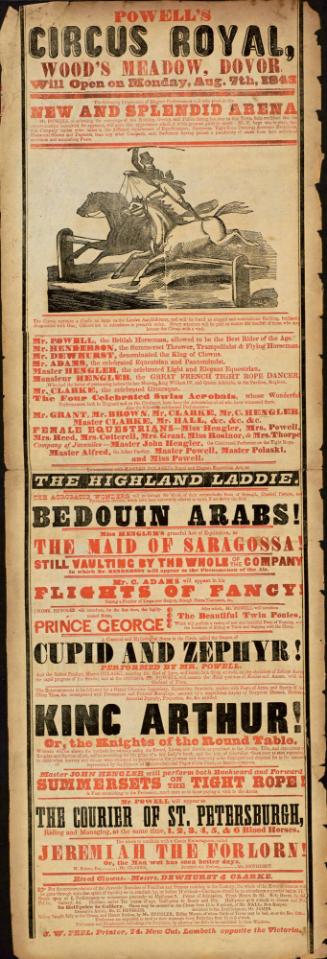 Playbill for Prince & Powell's Circus Royal. August 7, 1843