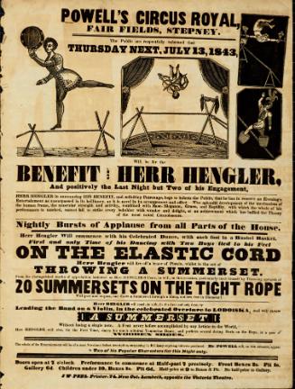 Playbill for Prince & Powell's Circus Royal.  July 13, 1843