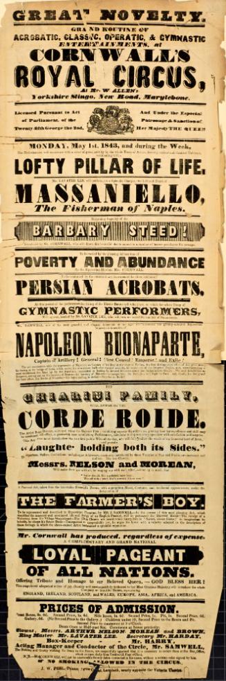 Cornwall's Royal Circus. May 1, 1843