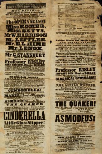Playbill for Davidge's Royal Surrey Theatre. July 24, 1843