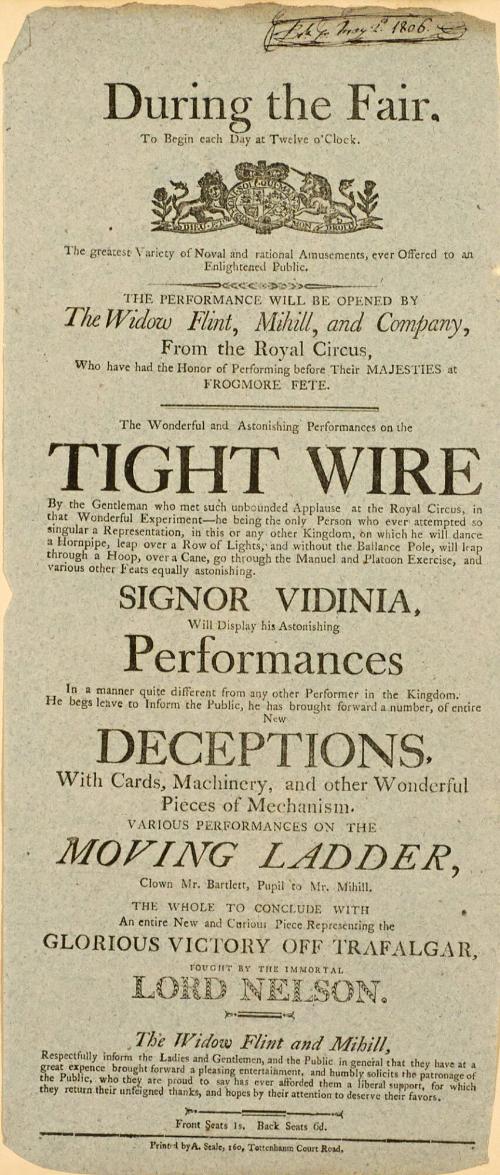 Handbill for the Royal Circus. May 2, 1806