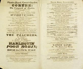 Double Page handbill for Theatre Royal, Covent Garden. February 9, 1824