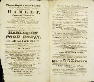 Double Page handbill for Theatre Royal, Covent Garden. February 23, 1824