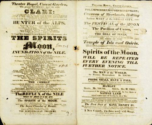 Double Page handbill for Theatre Royal, Covent Garden. April 22, 1824