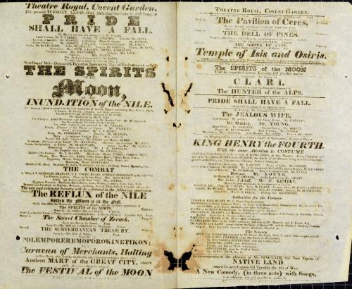 Double Page handbill for Theatre Royal, Covent Garden. April 27, 1824