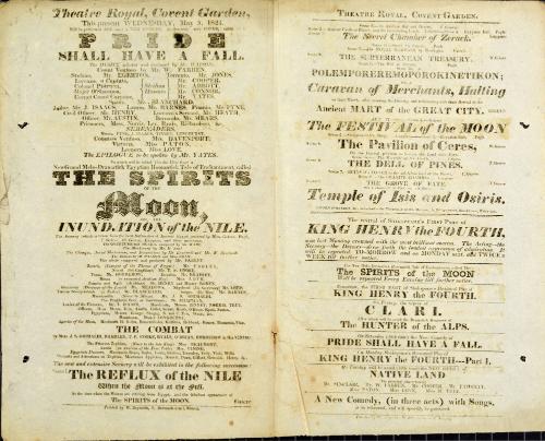 Double Page handbill for Theatre Royal, Covent Garden. May 5, 1824