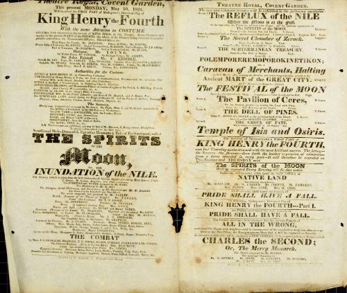 Double Page handbill for Theatre Royal, Covent Garden. May 10, 1824