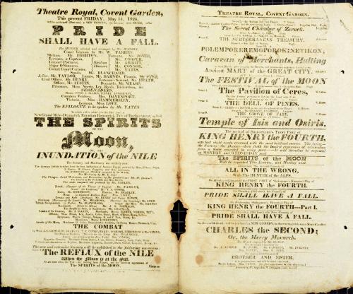 Double Page handbill for Theatre Royal, Covent Garden. May 14, 1824
