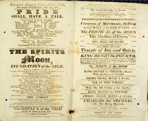 Double Page handbill for Theatre Royal, Covent Garden. May 12, 1824