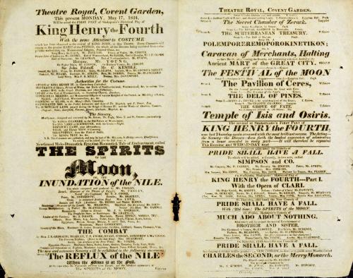 Double Page handbill for Theatre Royal, Covent Garden. May 17, 1824
