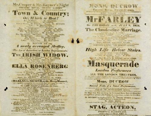 Double Page handbill for Theatre Royal, Covent Garden.July 6, 1824