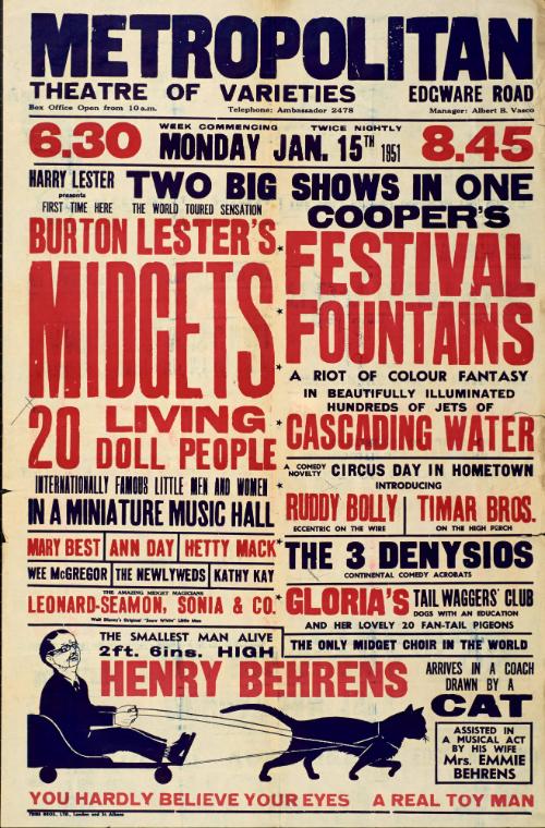 Playbill Metropolitan Theatre of Varieties. January 15, 1951