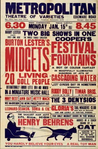 Playbill Metropolitan Theatre of Varieties. January 15, 1951
