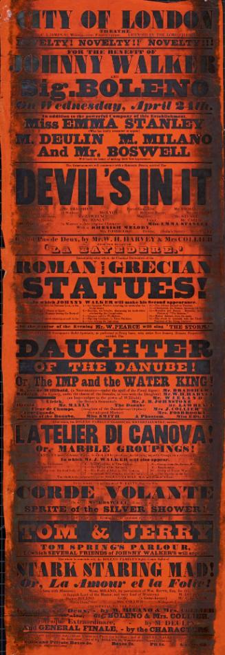 Playbill for City of London Theatre. April 24, Year unknown