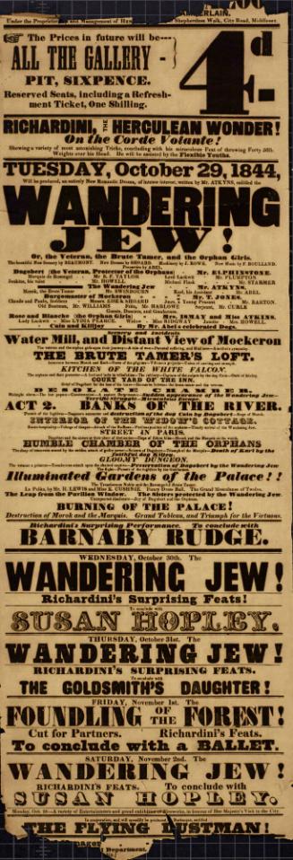 Playbill for unknown Theatre, Middlesex. October 29, 1844