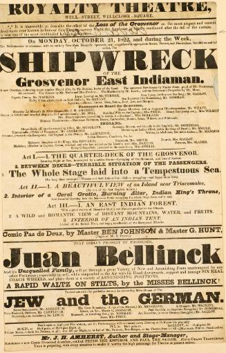 Playbill for Royalty Theatre. October 21, 1822