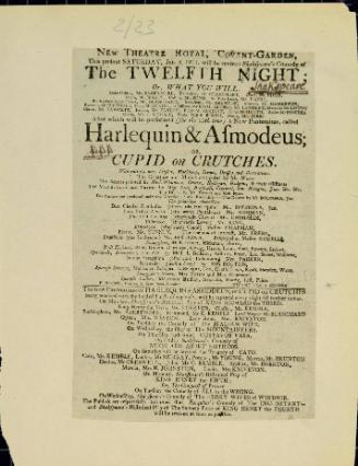 Handbill for Theatre Royal, Covent Garden. January 5, 1811