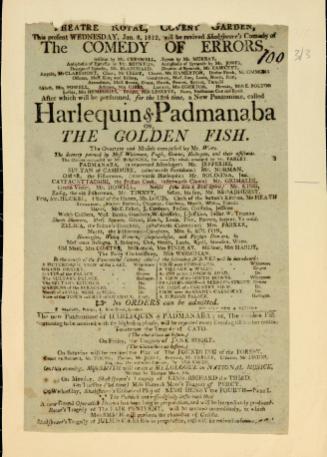 Handbill for Theatre Royal, Covent Garden. January 8, 1812