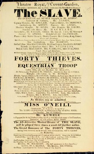 Handbill for Theatre Royal, Covent Garden. December 2, 1816