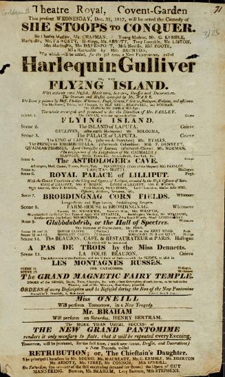Handbill for Theatre Royal, Covent Garden. December 31, 1817