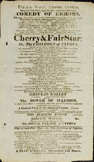 Handbill for Theatre Royal, Covent Garden. April 23, 1822
