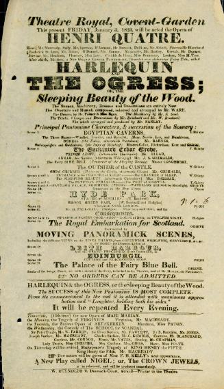Handbill for Theatre Royal, Covent Garden. January 3, 1823