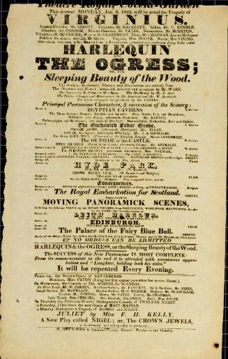 Handbill for Theatre Royal, Covent Garden. January 6, 1823