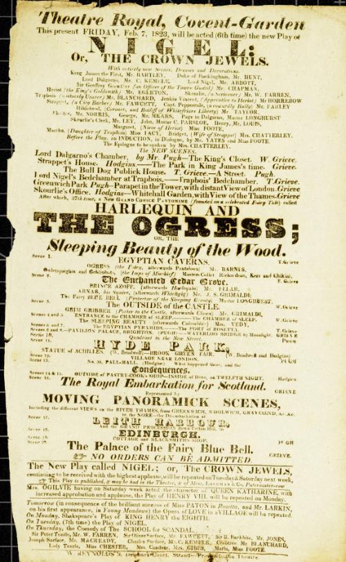 Handbill for Theatre Royal, Covent Garden. February 7, 1823