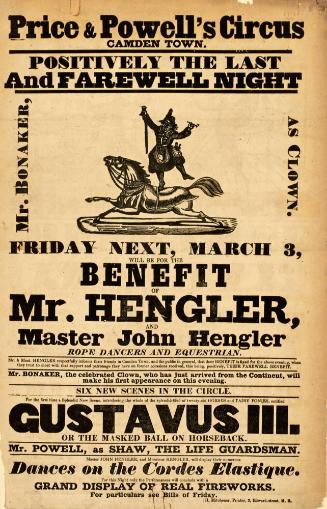 Handbill for Price & Powell's Circus, Camden Town. March 3, 1843