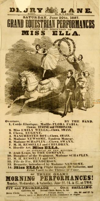 Playbill for Theatre Royal, Drury Lane. June 20, 1857