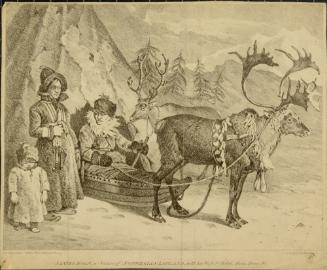 Jannes Holn, a native of Norwegian Lapland, with his Wife and Child and Rein deer.