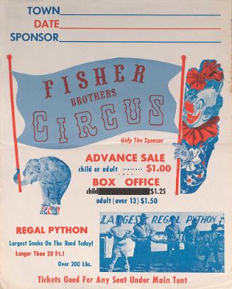 Fisher Bros.: Elephant and Clown with Banner