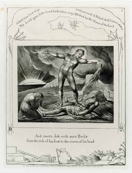 And smote Job with sore boils from the sole of his foot to the crown of his head (The Book of Job, 1821-26).