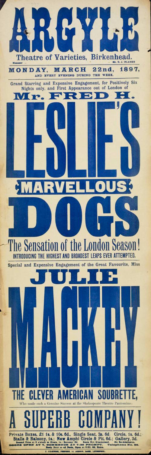 Playbill for Argyle Theatre, Birkenhead. 1897