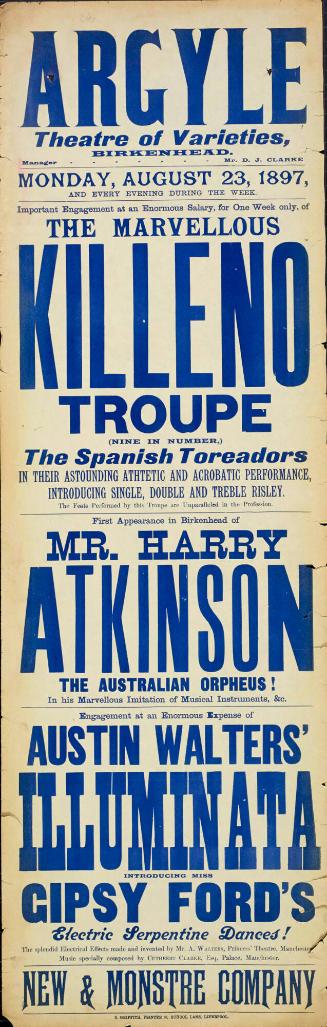 Playbill for Argyle Theatre, Birkenhead. 1897
