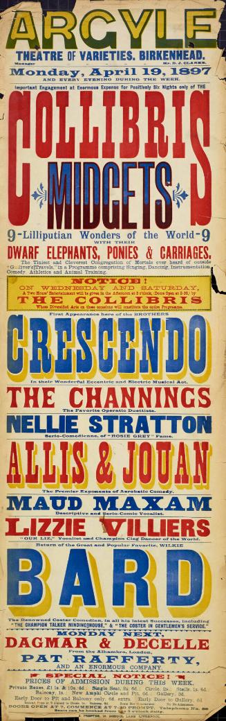 Playbill for Argyle Theatre, Birkenhead. 1897