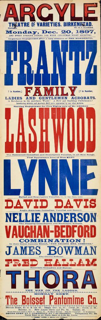 Playbill for Argyle Theatre, Birkenhead. 1897