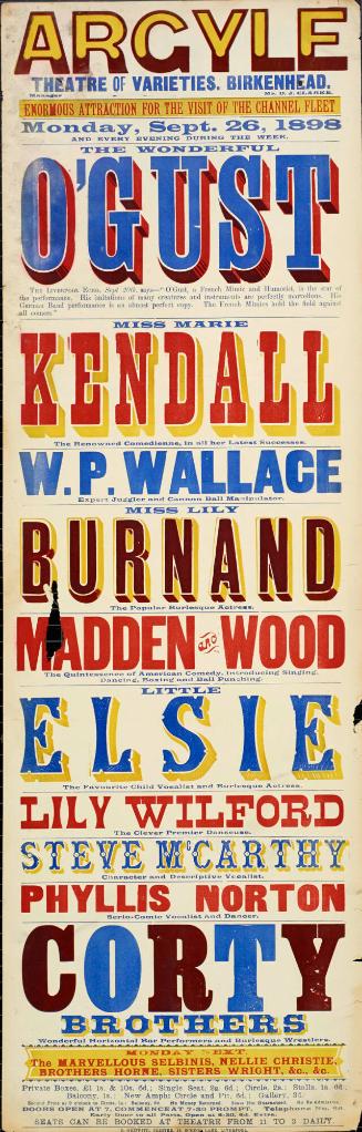 Playbill for Argyle Theatre, Birkenhead. 1898