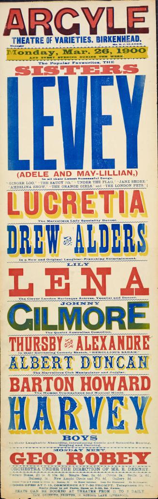 Playbill for Argyle Theatre, Birkenhead. 1900