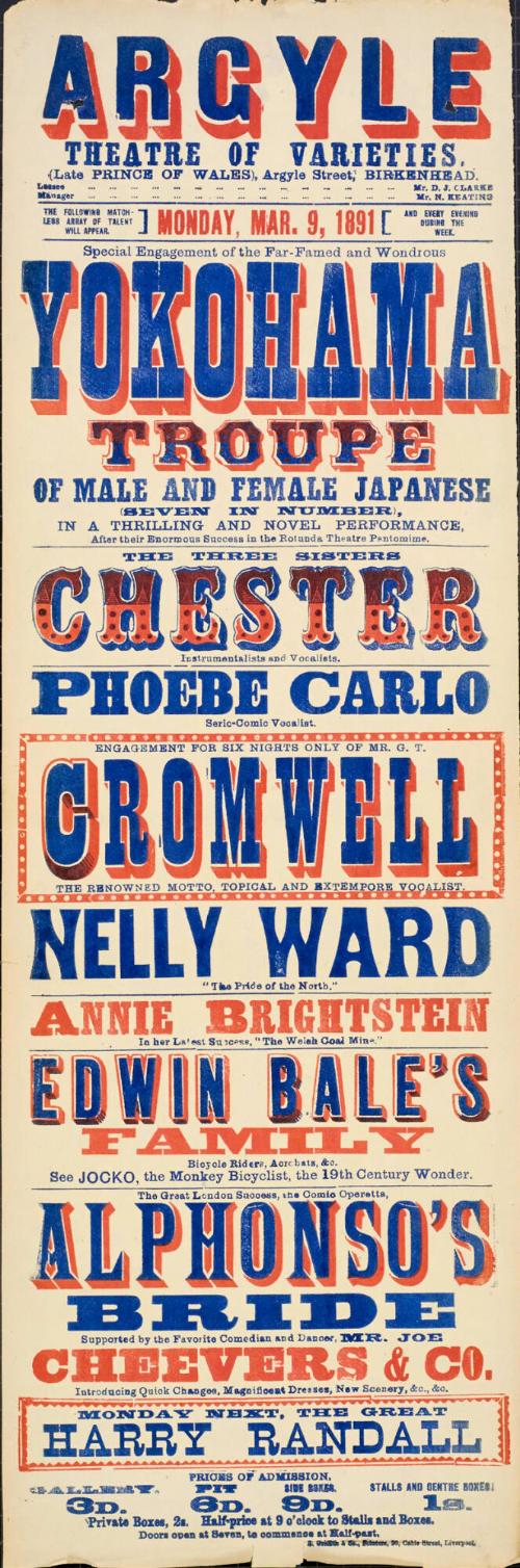 Playbill for Argyle Theatre, Birkenhead. 1891