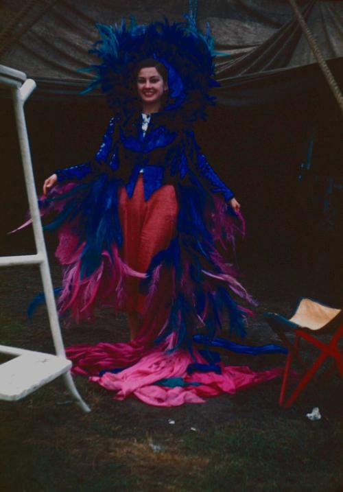 Pinito del Oro in red, blue & pink garb