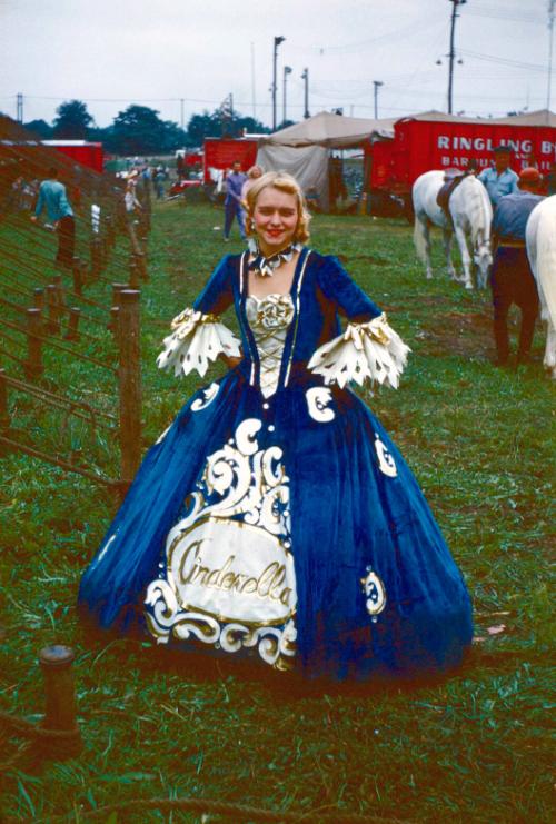Lady in blue Cinderella costume