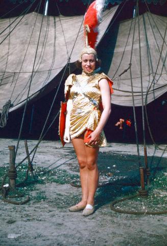 Lady in gold costume