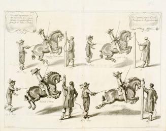 Horses training to jump; from The Marquis of Newcastle's series A General System of Horsemanship