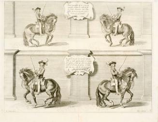 Horses turning in circles; from The Marquis of Newcastle's series A General System of Horsemanship