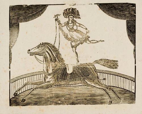 Equestrian performance woodcut