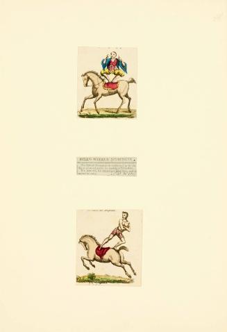2 Prints and a Newspaper clipping showing equestrian acts